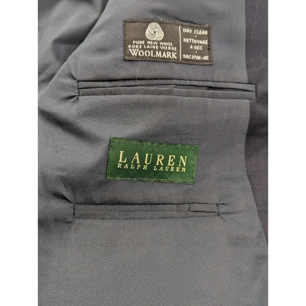 Lauren Ralph Lauren Sport Suit‎ Jacket Coat 40R Navy Gold Buttons Wool Blazer